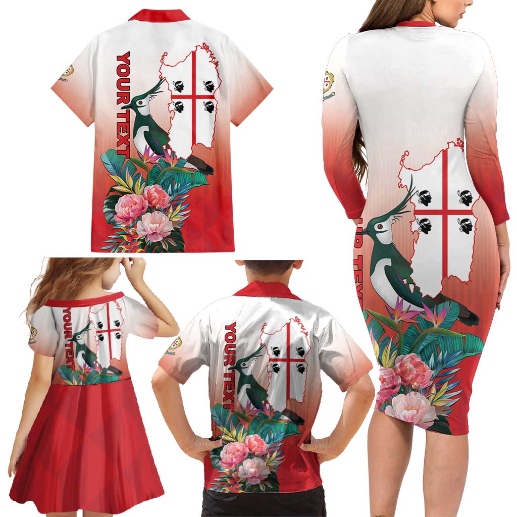Personalized Italy Sardinia Family Matching Long Sleeve Bodycon Dress and Hawaiian Shirt Lapwing With Map - Wonder Print Shop