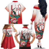 Personalized Italy Sardinia Family Matching Off The Shoulder Long Sleeve Dress and Hawaiian Shirt Lapwing With Map - Wonder Print Shop