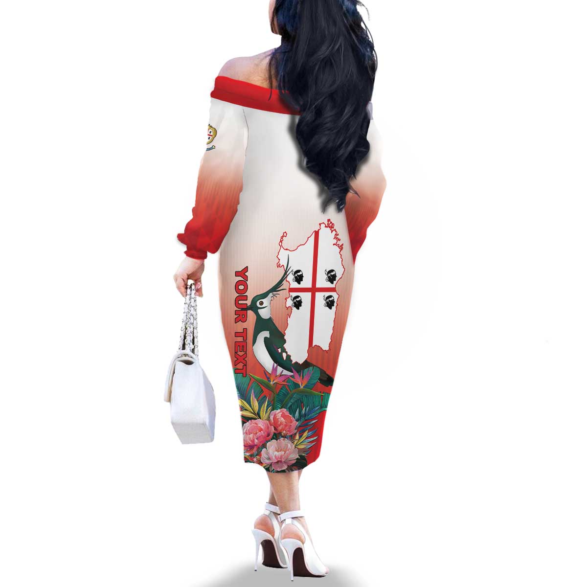 Personalized Italy Sardinia Family Matching Off The Shoulder Long Sleeve Dress and Hawaiian Shirt Lapwing With Map - Wonder Print Shop