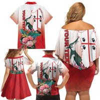 Personalized Italy Sardinia Family Matching Off Shoulder Short Dress and Hawaiian Shirt Lapwing With Map - Wonder Print Shop