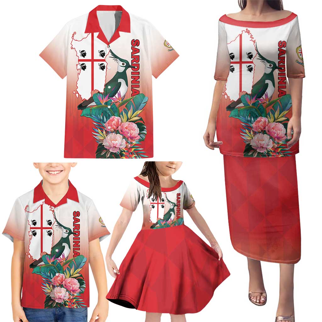 Personalized Italy Sardinia Family Matching Puletasi and Hawaiian Shirt Lapwing With Map - Wonder Print Shop