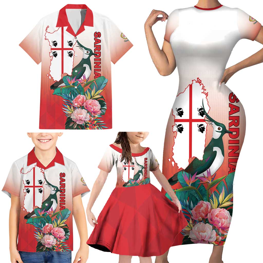 Personalized Italy Sardinia Family Matching Short Sleeve Bodycon Dress and Hawaiian Shirt Lapwing With Map - Wonder Print Shop