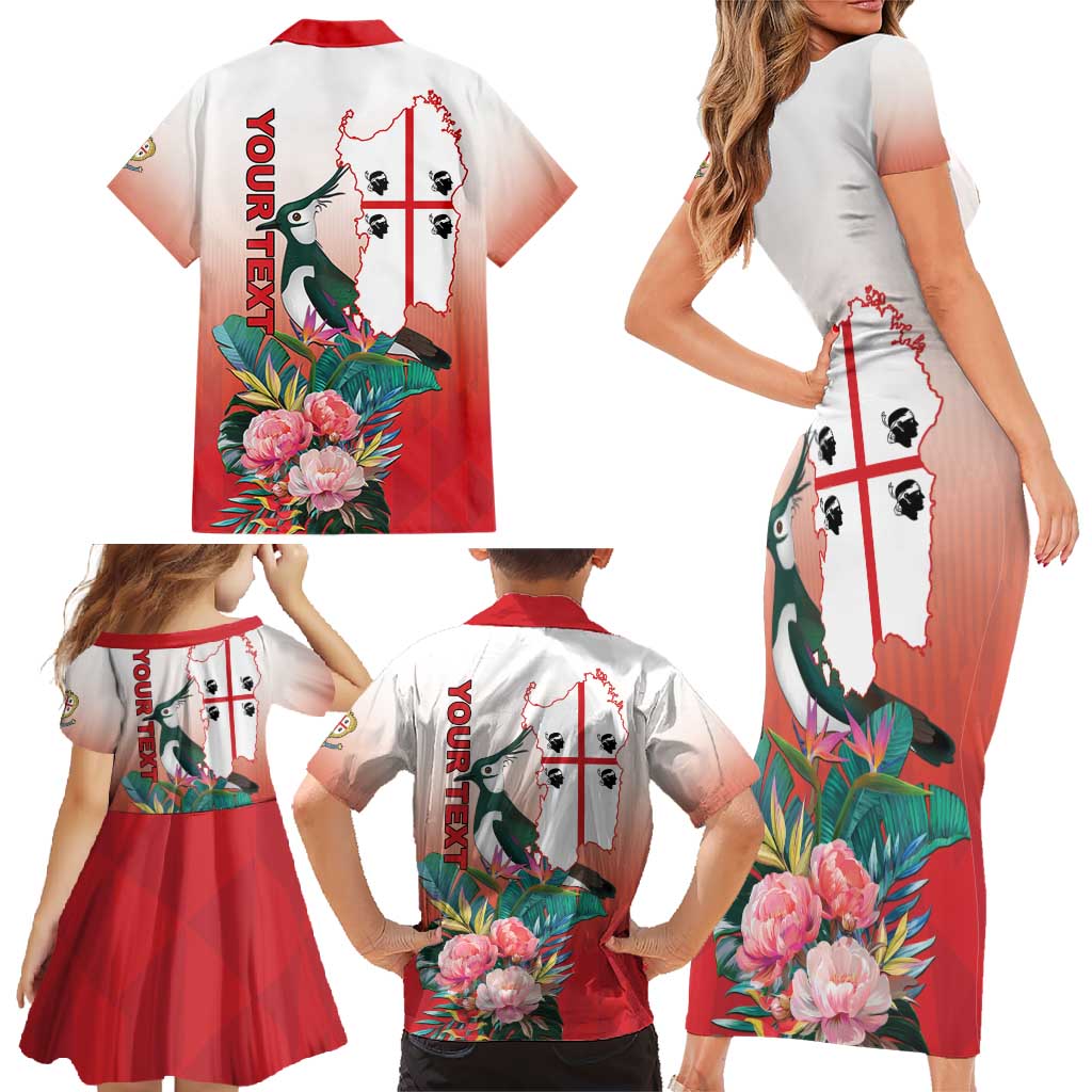 Personalized Italy Sardinia Family Matching Short Sleeve Bodycon Dress and Hawaiian Shirt Lapwing With Map - Wonder Print Shop