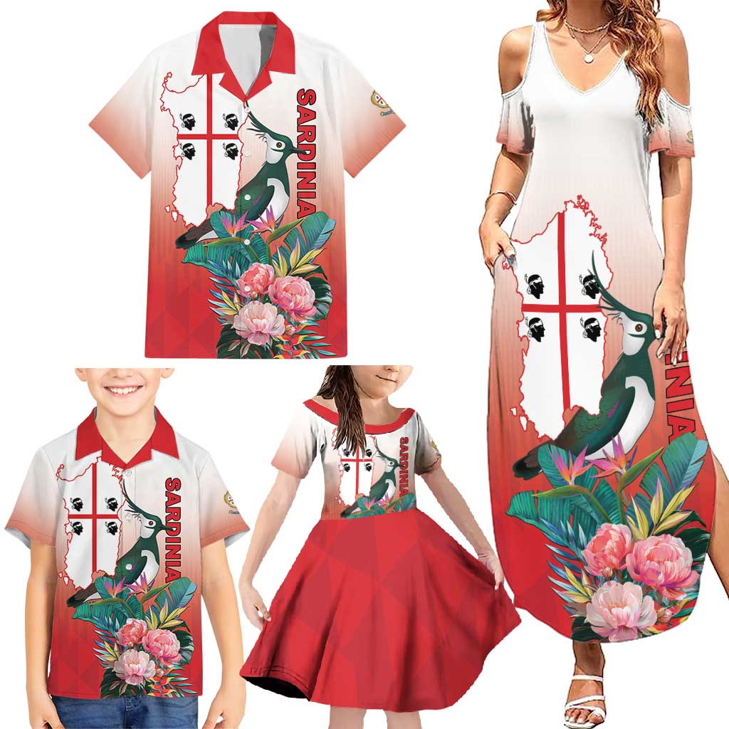 Personalized Italy Sardinia Family Matching Summer Maxi Dress and Hawaiian Shirt Lapwing With Map - Wonder Print Shop