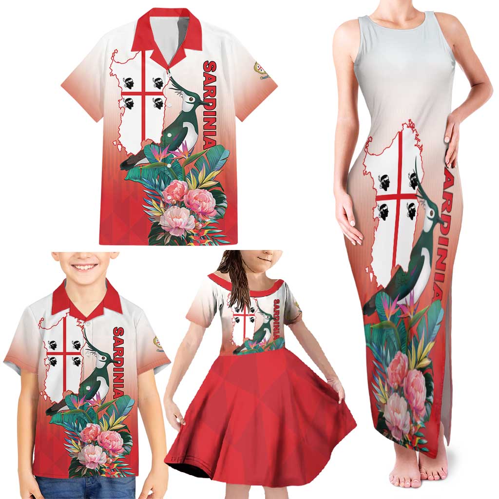 Personalized Italy Sardinia Family Matching Tank Maxi Dress and Hawaiian Shirt Lapwing With Map - Wonder Print Shop