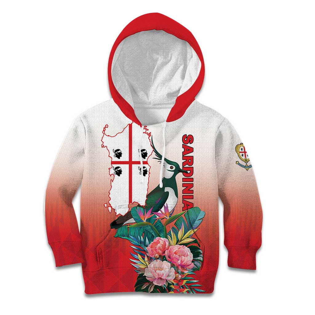 Personalized Italy Sardinia Kid Hoodie Lapwing With Map - Wonder Print Shop