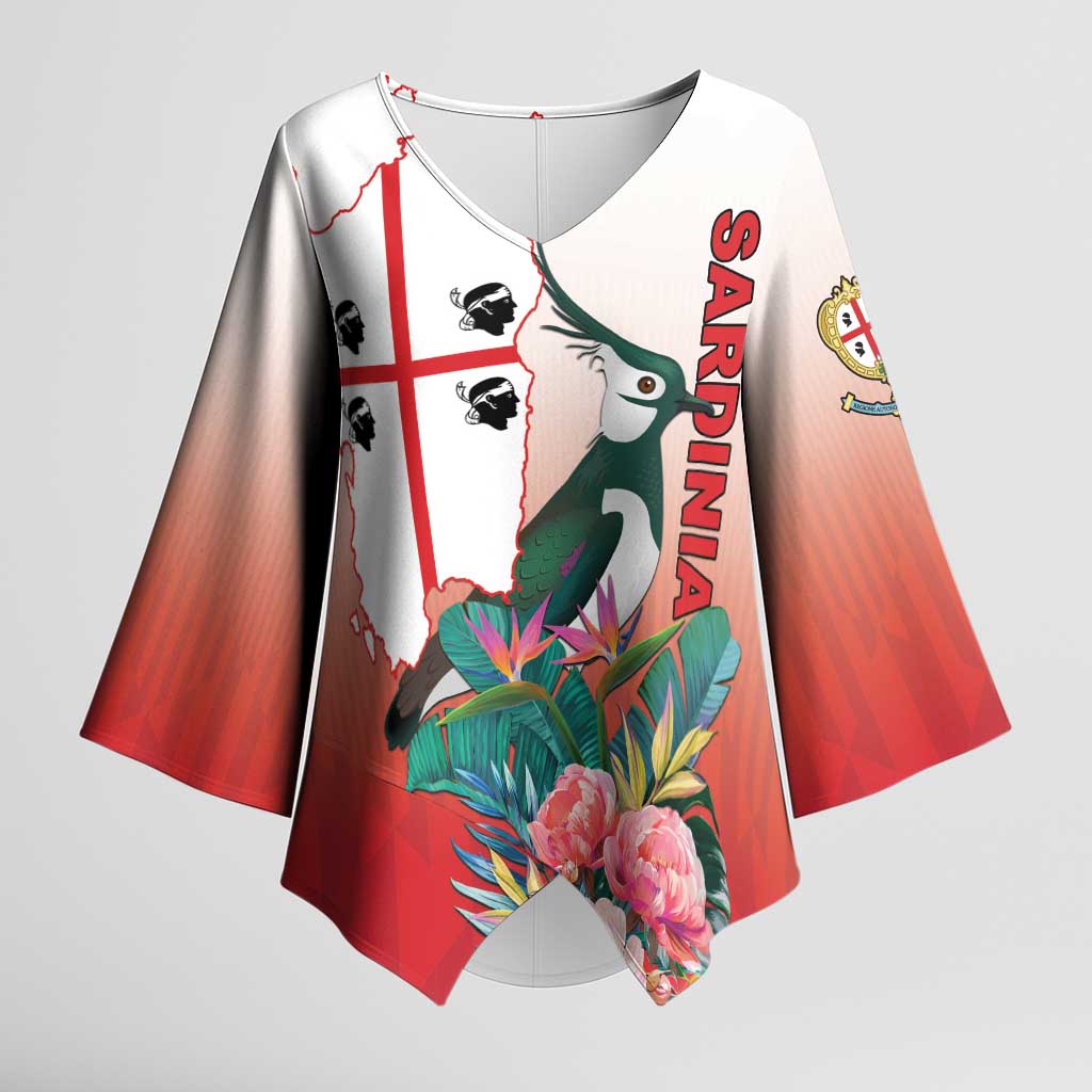 Personalized Italy Sardinia Kimono Sleeve Blouse Lapwing With Map - Wonder Print Shop