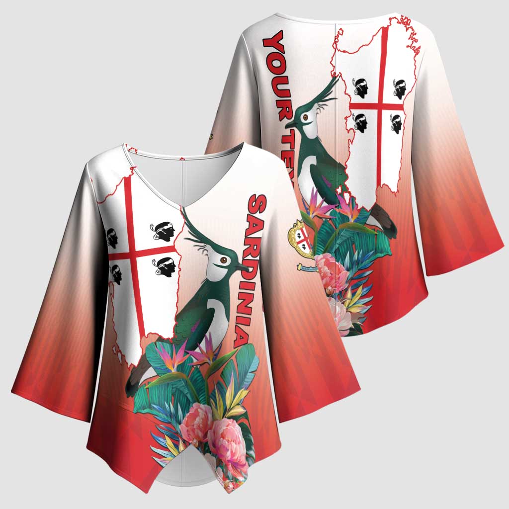 Personalized Italy Sardinia Kimono Sleeve Blouse Lapwing With Map - Wonder Print Shop