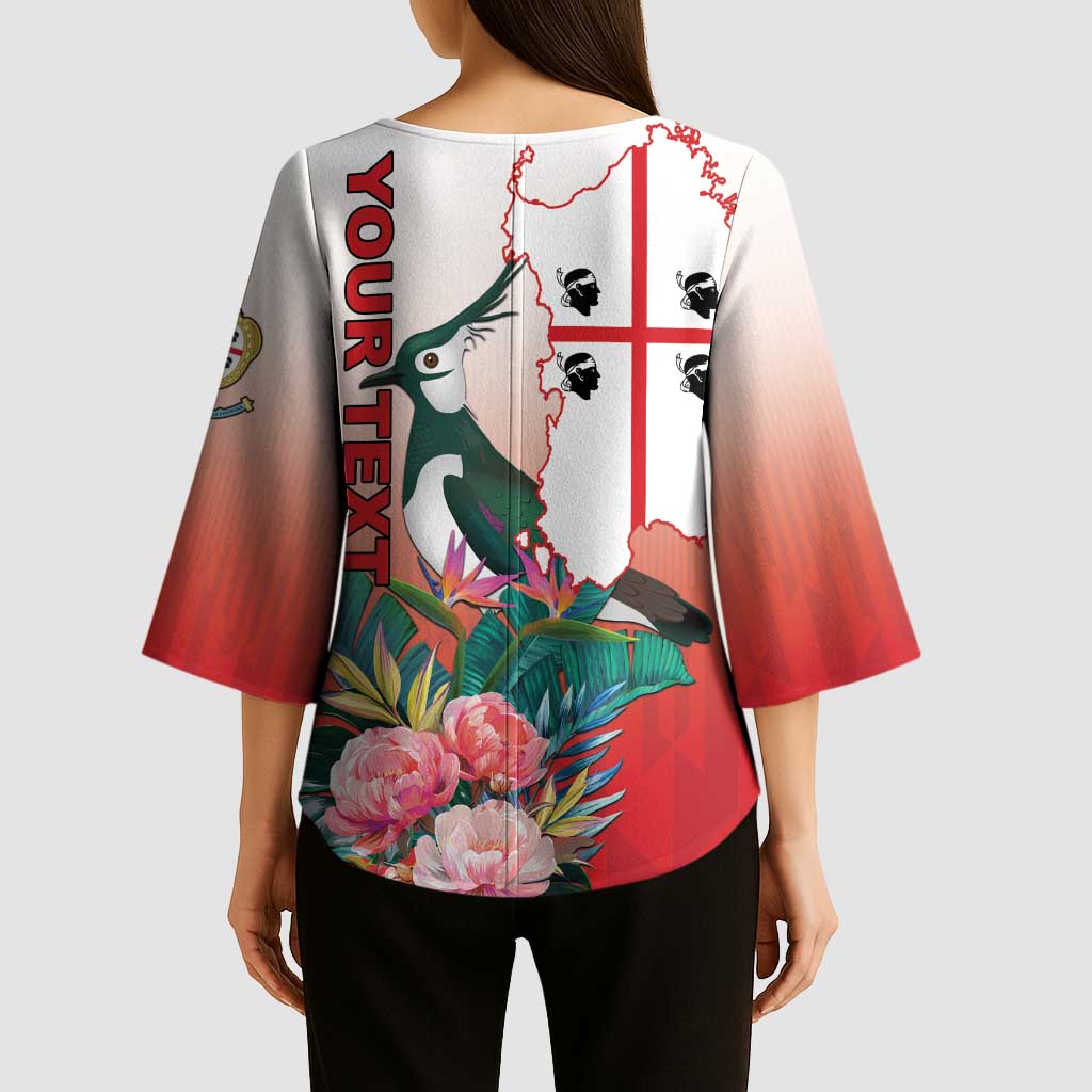Personalized Italy Sardinia Kimono Sleeve Blouse Lapwing With Map - Wonder Print Shop