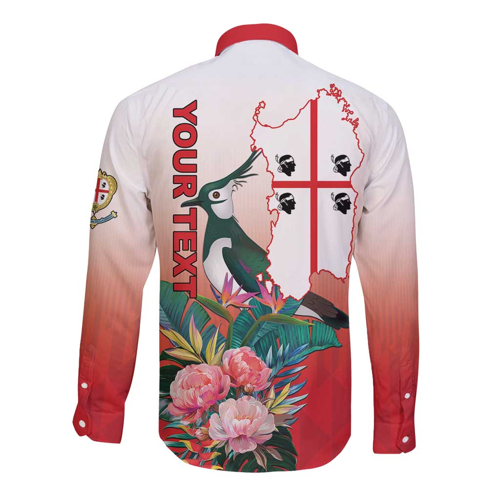 Personalized Italy Sardinia Long Sleeve Button Shirt Lapwing With Map - Wonder Print Shop