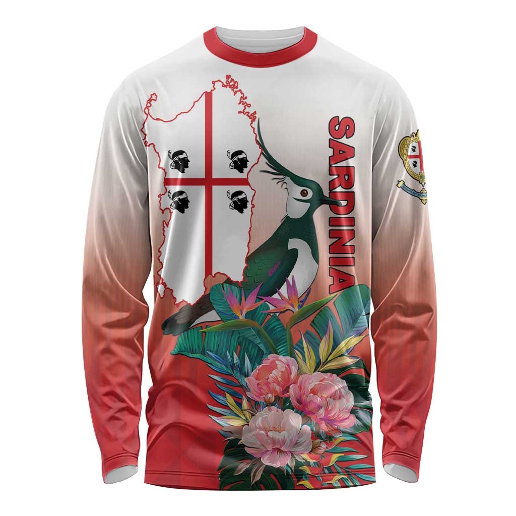 Personalized Italy Sardinia Long Sleeve Shirt Lapwing With Map - Wonder Print Shop