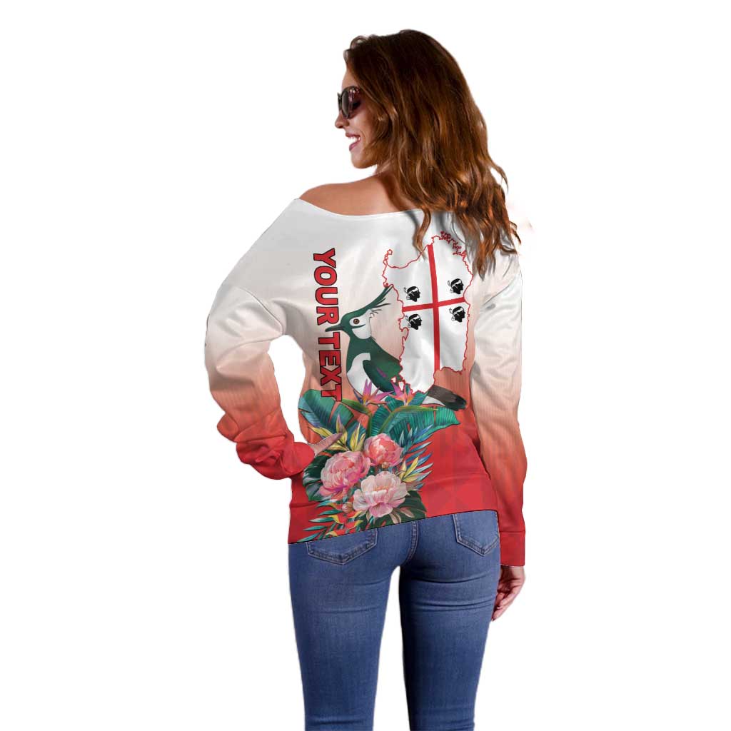 Personalized Italy Sardinia Off Shoulder Sweater Lapwing With Map - Wonder Print Shop