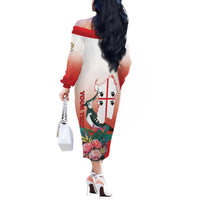 Personalized Italy Sardinia Off The Shoulder Long Sleeve Dress Lapwing With Map - Wonder Print Shop