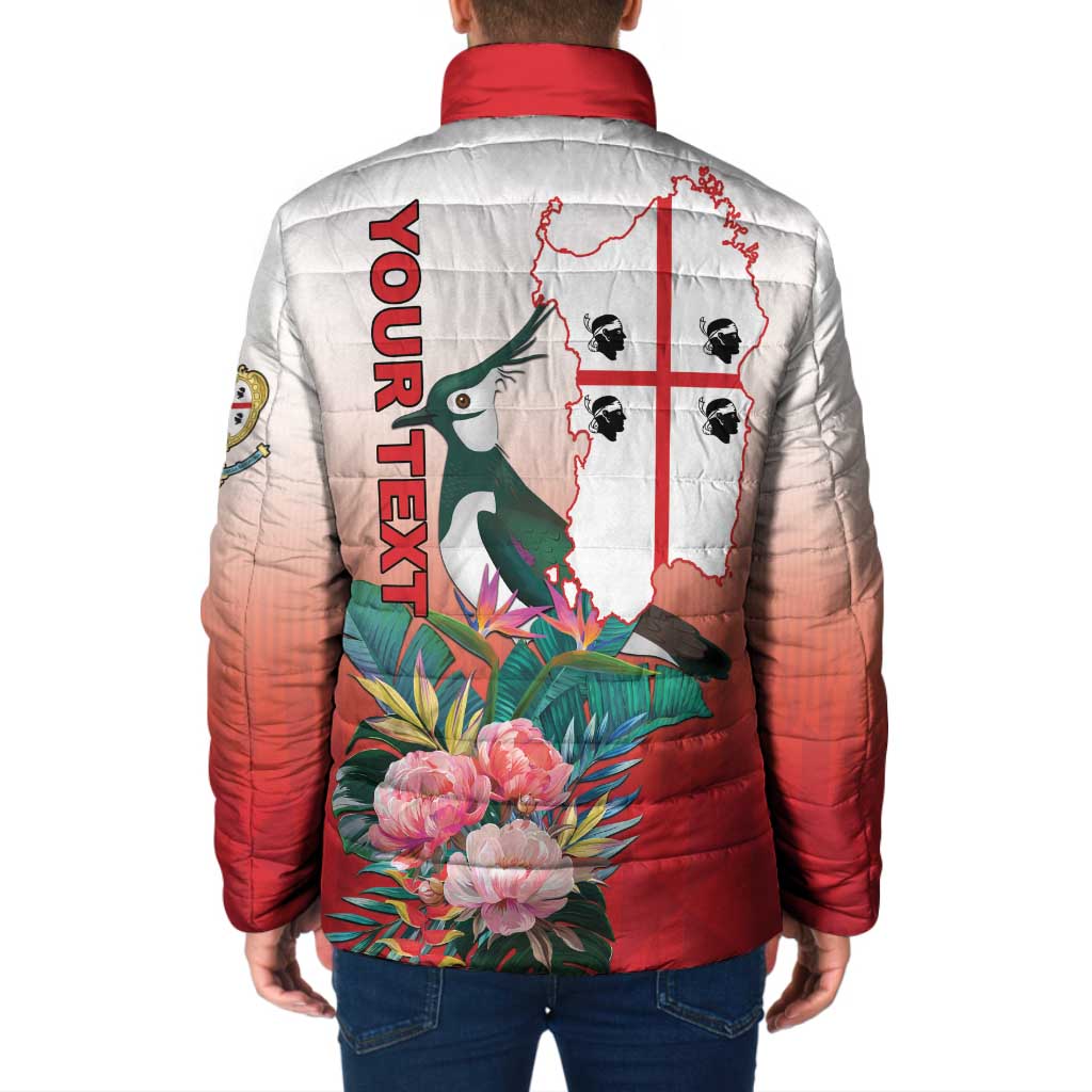 Personalized Italy Sardinia Padded Jacket Lapwing With Map - Wonder Print Shop
