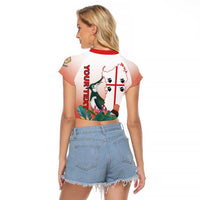 Personalized Italy Sardinia Raglan Cropped T Shirt Lapwing With Map - Wonder Print Shop