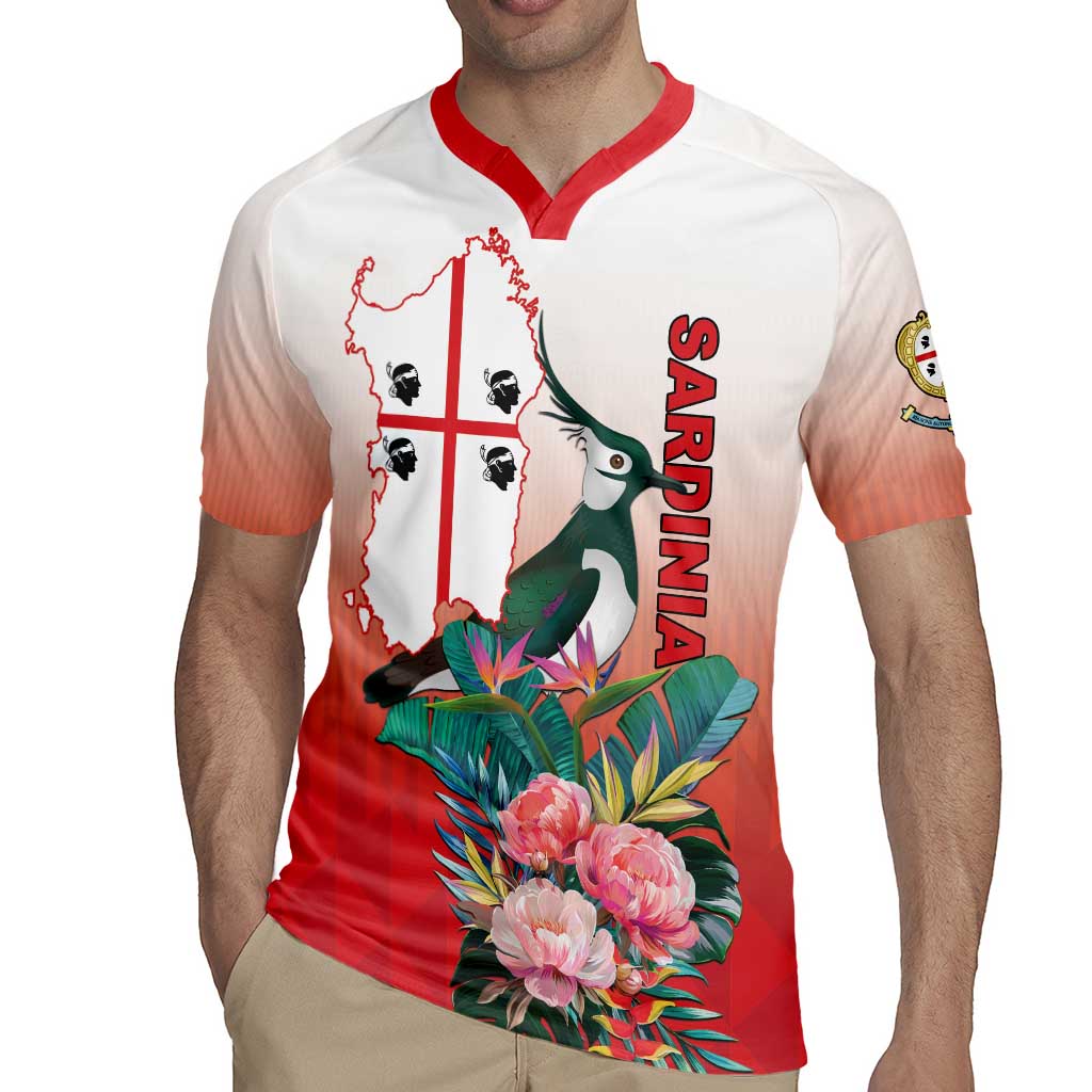 Personalized Italy Sardinia Rugby Jersey Lapwing With Map - Wonder Print Shop