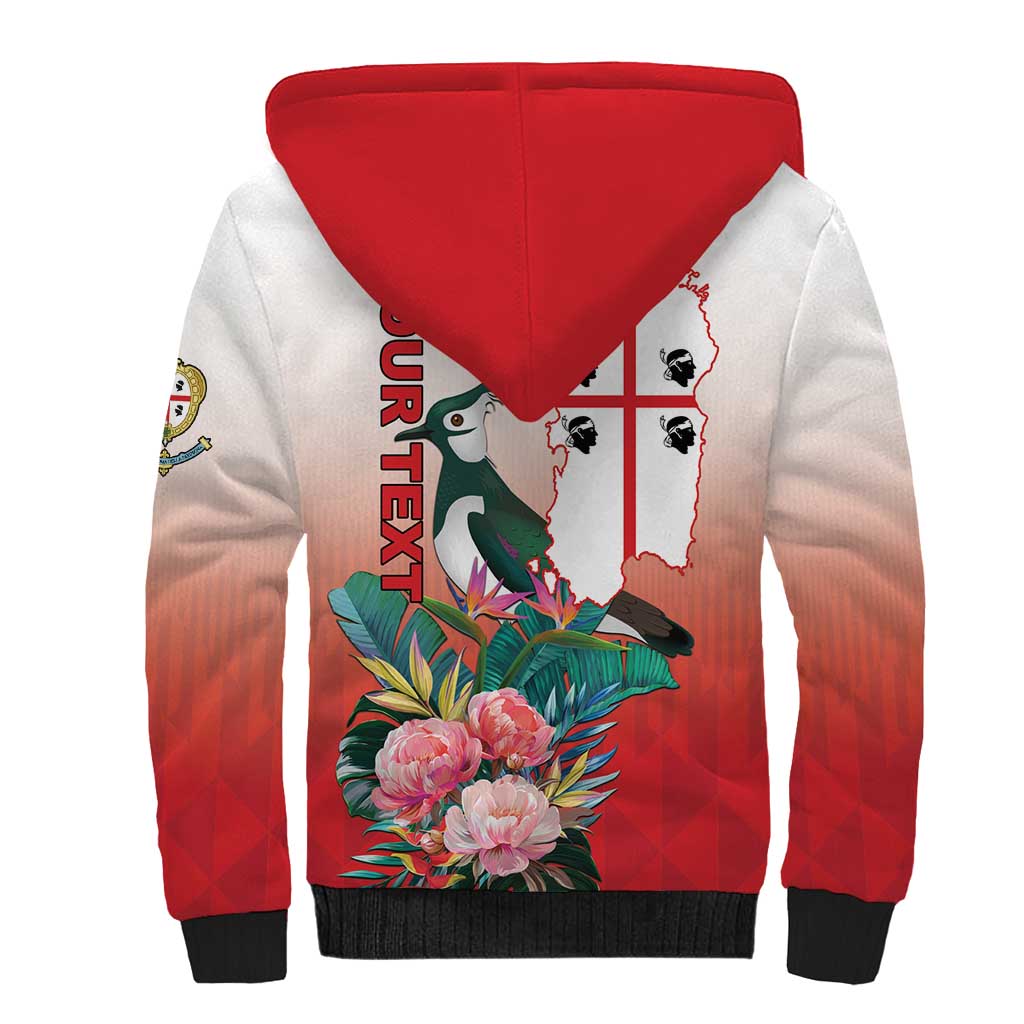 Personalized Italy Sardinia Sherpa Hoodie Lapwing With Map - Wonder Print Shop