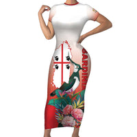 Personalized Italy Sardinia Short Sleeve Bodycon Dress Lapwing With Map - Wonder Print Shop