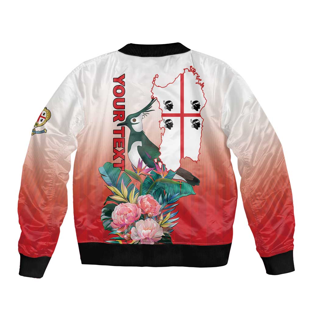 Personalized Italy Sardinia Sleeve Zip Bomber Jacket Lapwing With Map - Wonder Print Shop