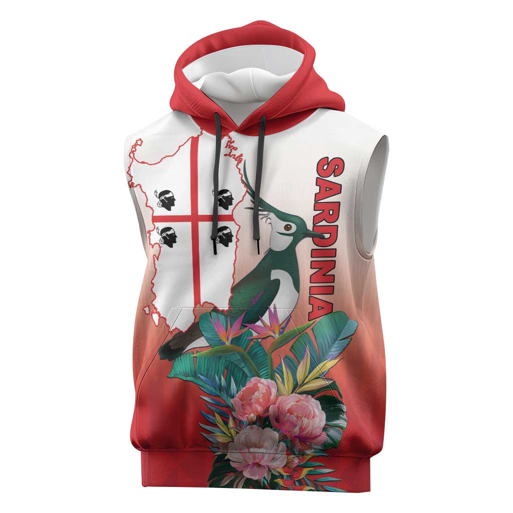 Personalized Italy Sardinia Sleeveless Hoodie Lapwing With Map - Wonder Print Shop