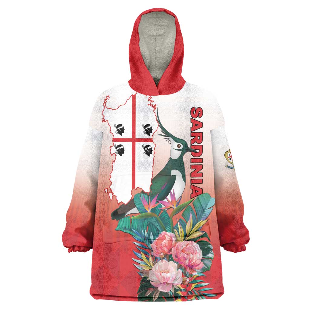 Personalized Italy Sardinia Wearable Blanket Hoodie Lapwing With Map - Wonder Print Shop