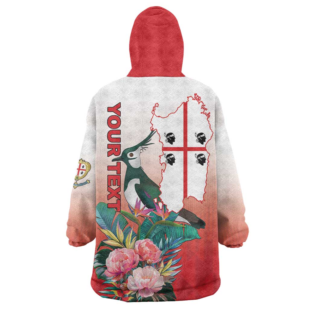 Personalized Italy Sardinia Wearable Blanket Hoodie Lapwing With Map - Wonder Print Shop