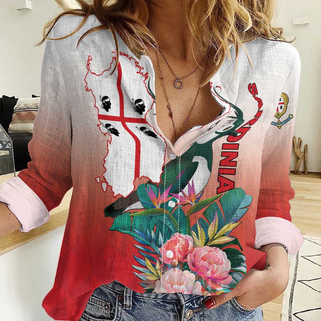 Personalized Italy Sardinia Women Casual Shirt Lapwing With Map - Wonder Print Shop