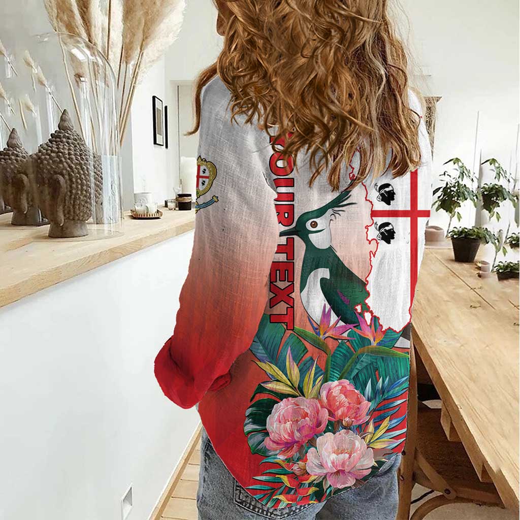 Personalized Italy Sardinia Women Casual Shirt Lapwing With Map - Wonder Print Shop