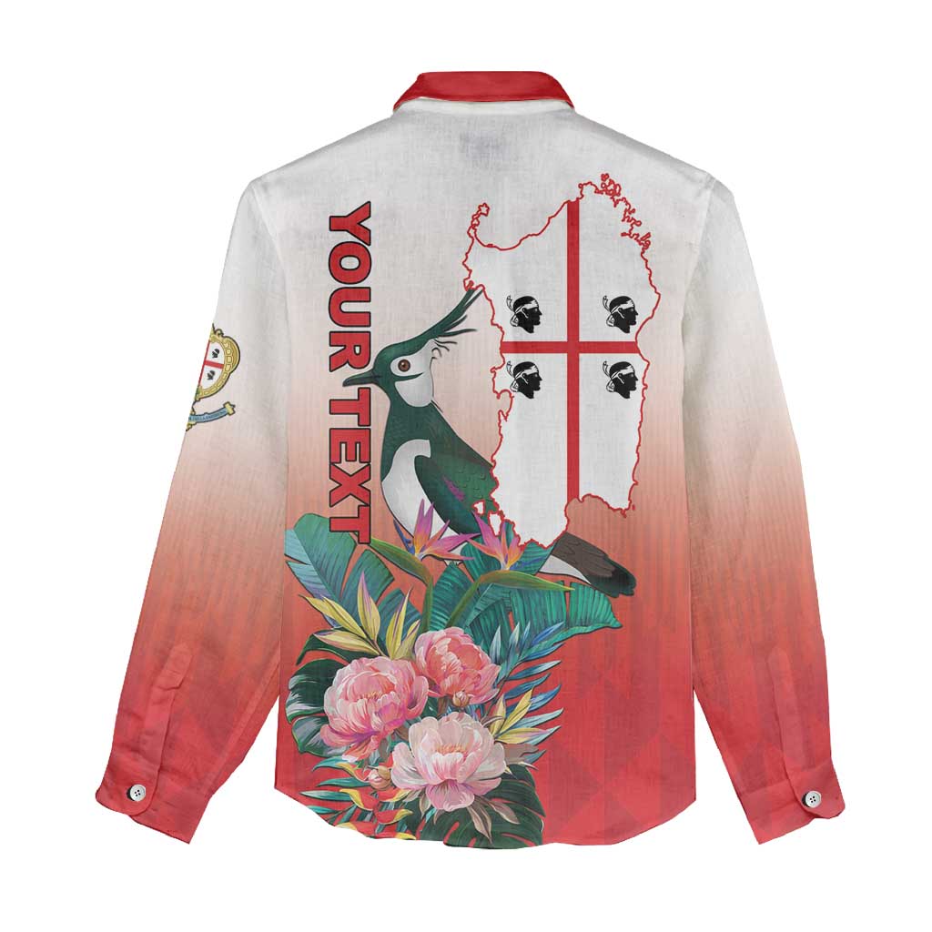 Personalized Italy Sardinia Women Casual Shirt Lapwing With Map - Wonder Print Shop