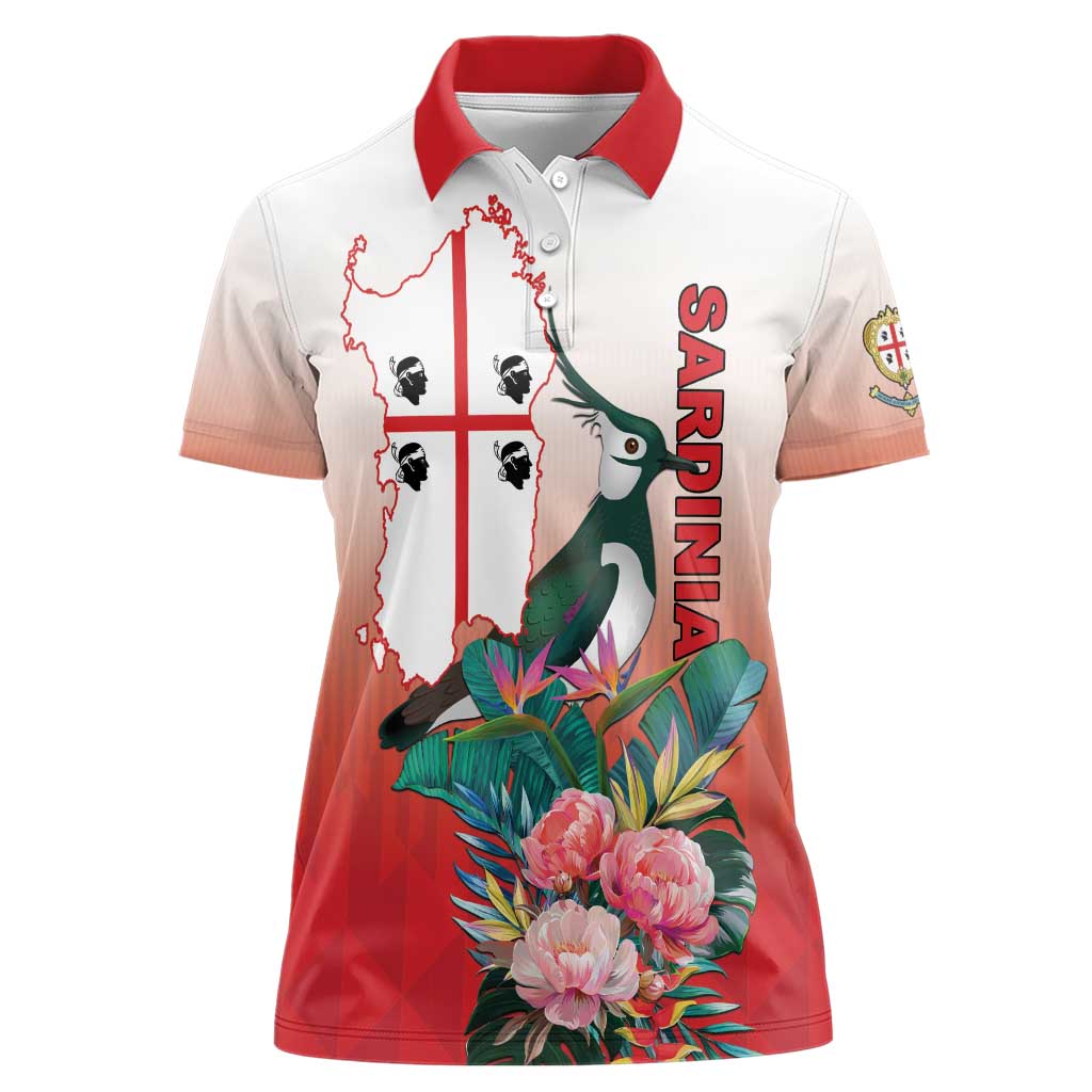 Personalized Italy Sardinia Women Polo Shirt Lapwing With Map - Wonder Print Shop