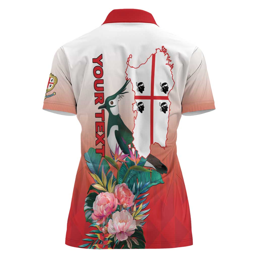 Personalized Italy Sardinia Women Polo Shirt Lapwing With Map - Wonder Print Shop