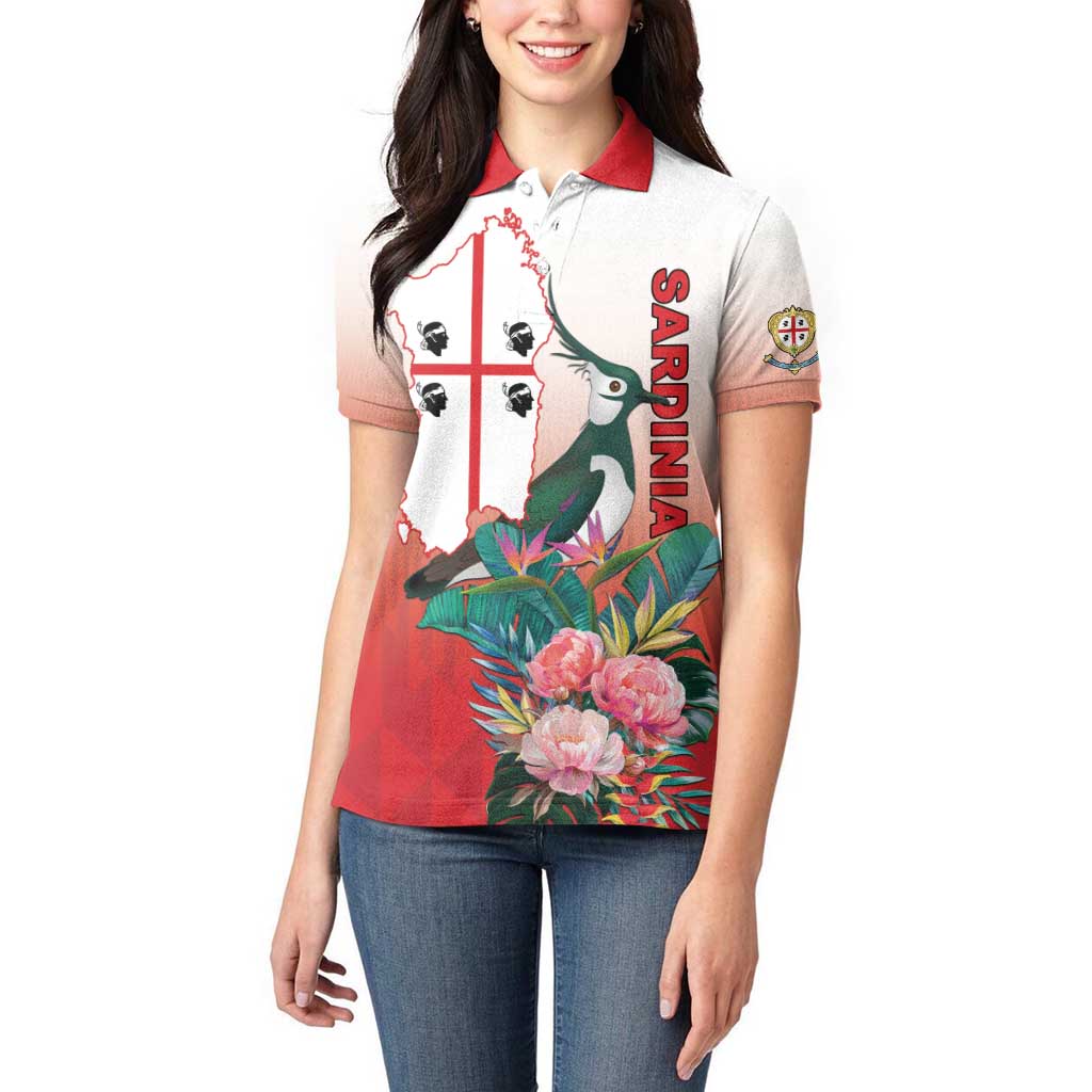 Personalized Italy Sardinia Women Polo Shirt Lapwing With Map - Wonder Print Shop