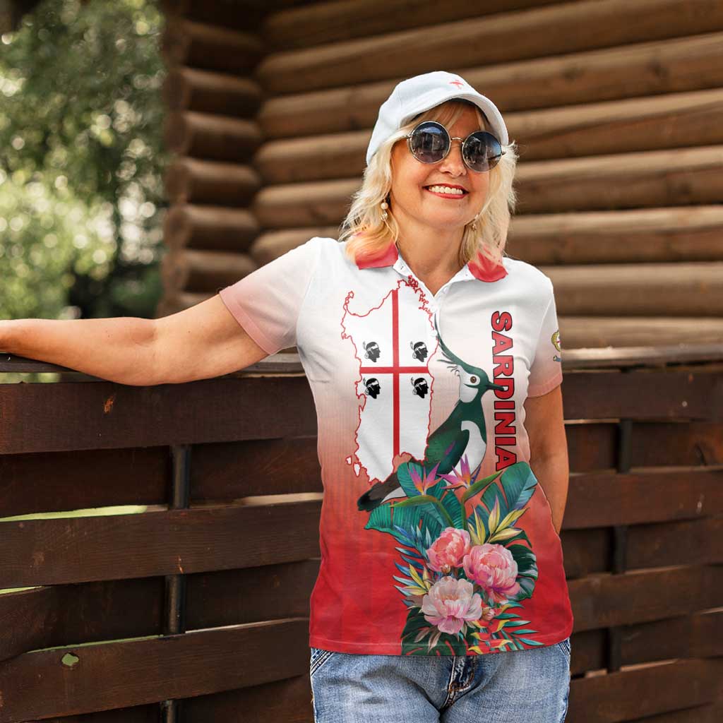 Personalized Italy Sardinia Women Polo Shirt Lapwing With Map - Wonder Print Shop