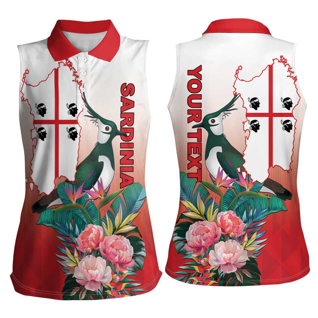 Personalized Italy Sardinia Women Sleeveless Polo Shirt Lapwing With Map - Wonder Print Shop