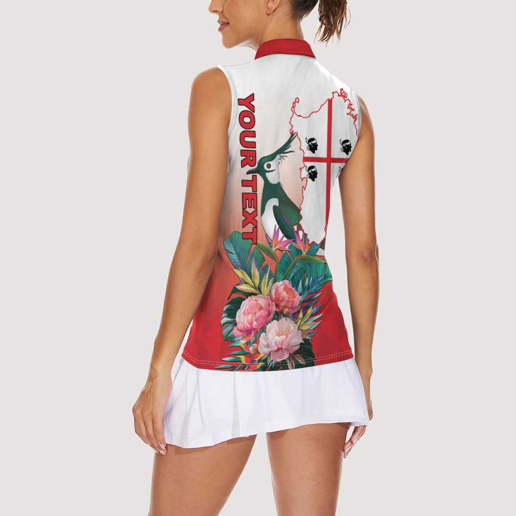 Personalized Italy Sardinia Women Sleeveless Polo Shirt Lapwing With Map - Wonder Print Shop