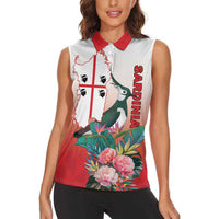 Personalized Italy Sardinia Women Sleeveless Polo Shirt Lapwing With Map - Wonder Print Shop