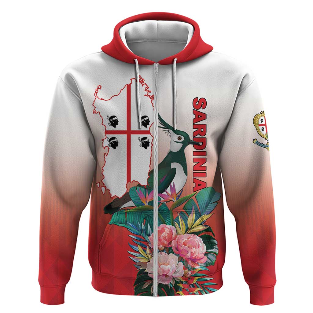 Personalized Italy Sardinia Zip Hoodie Lapwing With Map - Wonder Print Shop