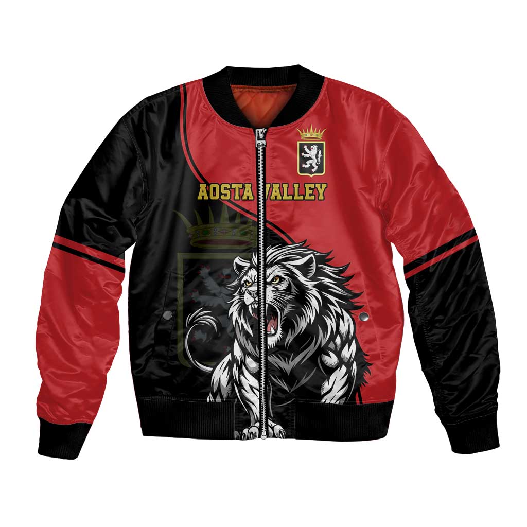 Custom Aosta Valley Bomber Jacket Lion Sporty Style - Wonder Print Shop