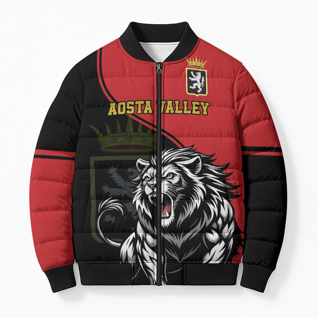 Custom Aosta Valley Bomber Puffer Jacket Lion Sporty Style - Wonder Print Shop