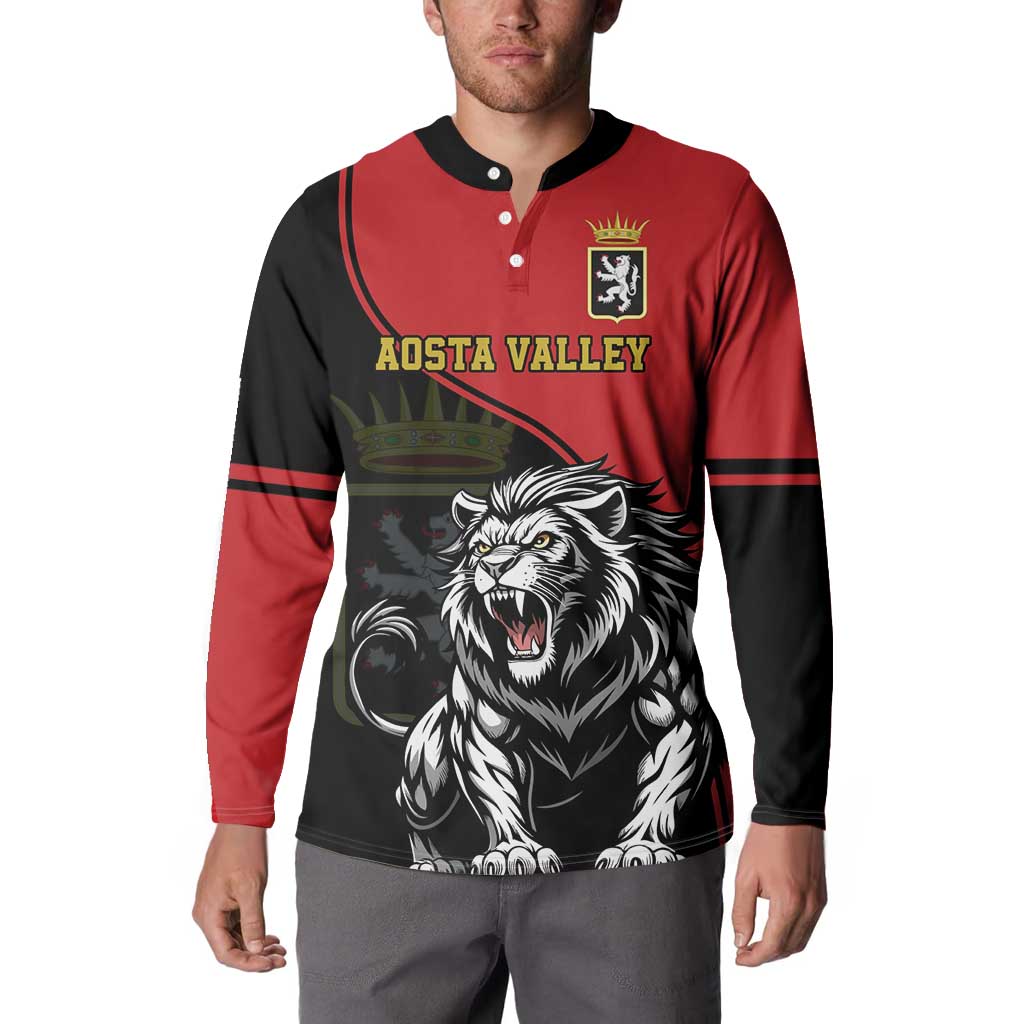 Custom Aosta Valley Button Sweatshirt Lion Sporty Style - Wonder Print Shop