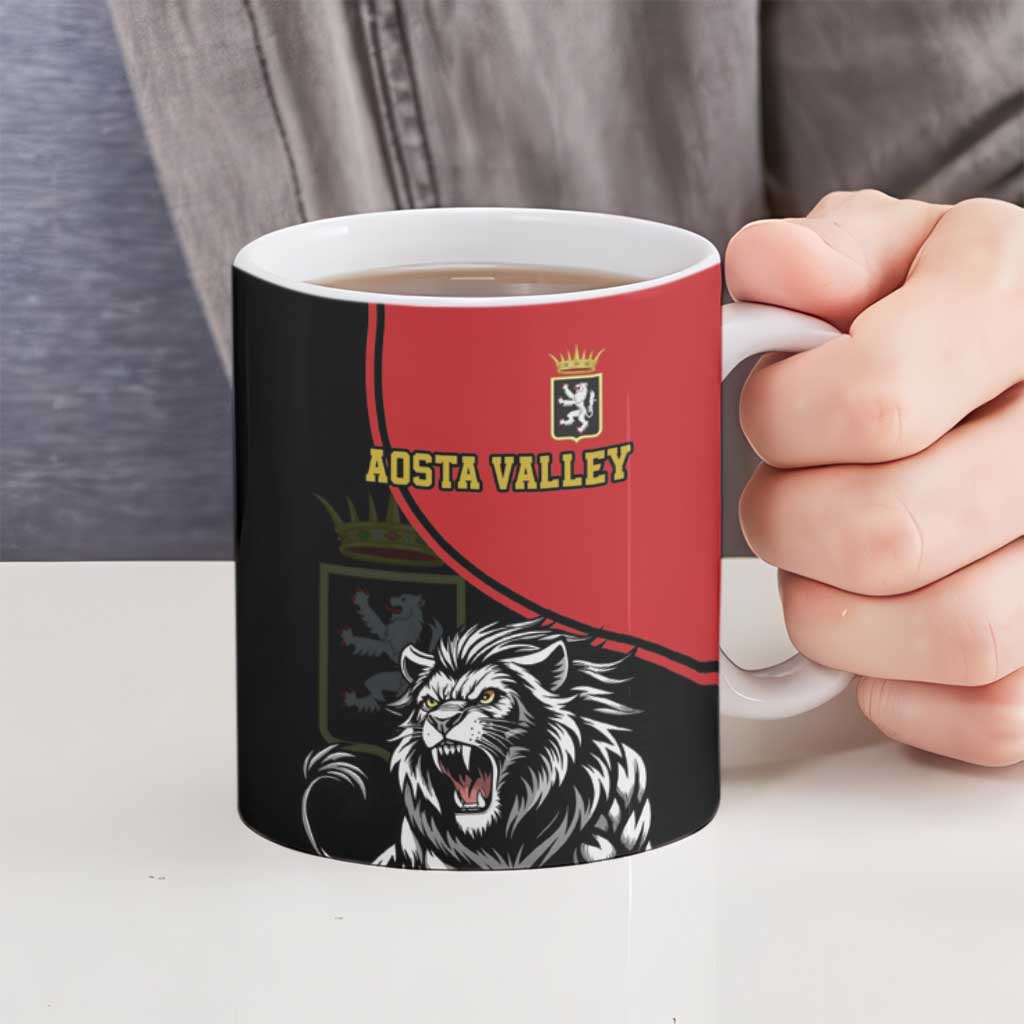 Custom Aosta Valley Ceramic Mug Lion Sporty Style - Wonder Print Shop