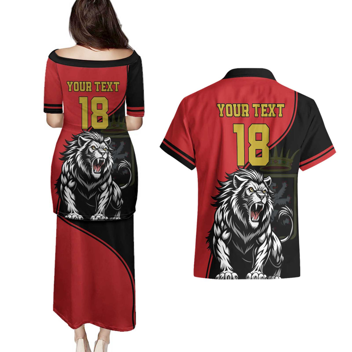 Custom Aosta Valley Couples Matching Puletasi and Hawaiian Shirt Lion Sporty Style - Wonder Print Shop