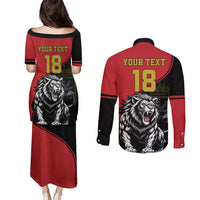 Custom Aosta Valley Couples Matching Puletasi and Long Sleeve Button Shirt Lion Sporty Style - Wonder Print Shop