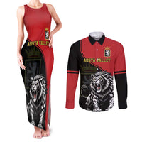 Custom Aosta Valley Couples Matching Tank Maxi Dress and Long Sleeve Button Shirt Lion Sporty Style - Wonder Print Shop