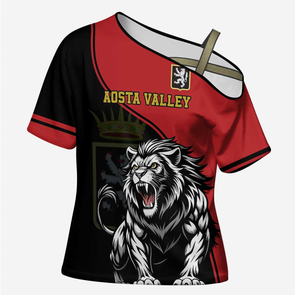 Custom Aosta Valley Cross Shoulder Shirt Lion Sporty Style - Wonder Print Shop