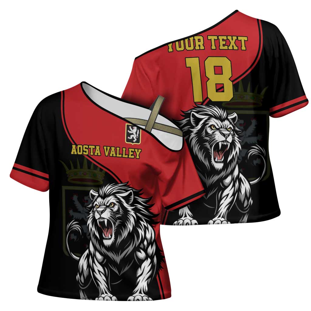 Custom Aosta Valley Cross Shoulder Shirt Lion Sporty Style - Wonder Print Shop