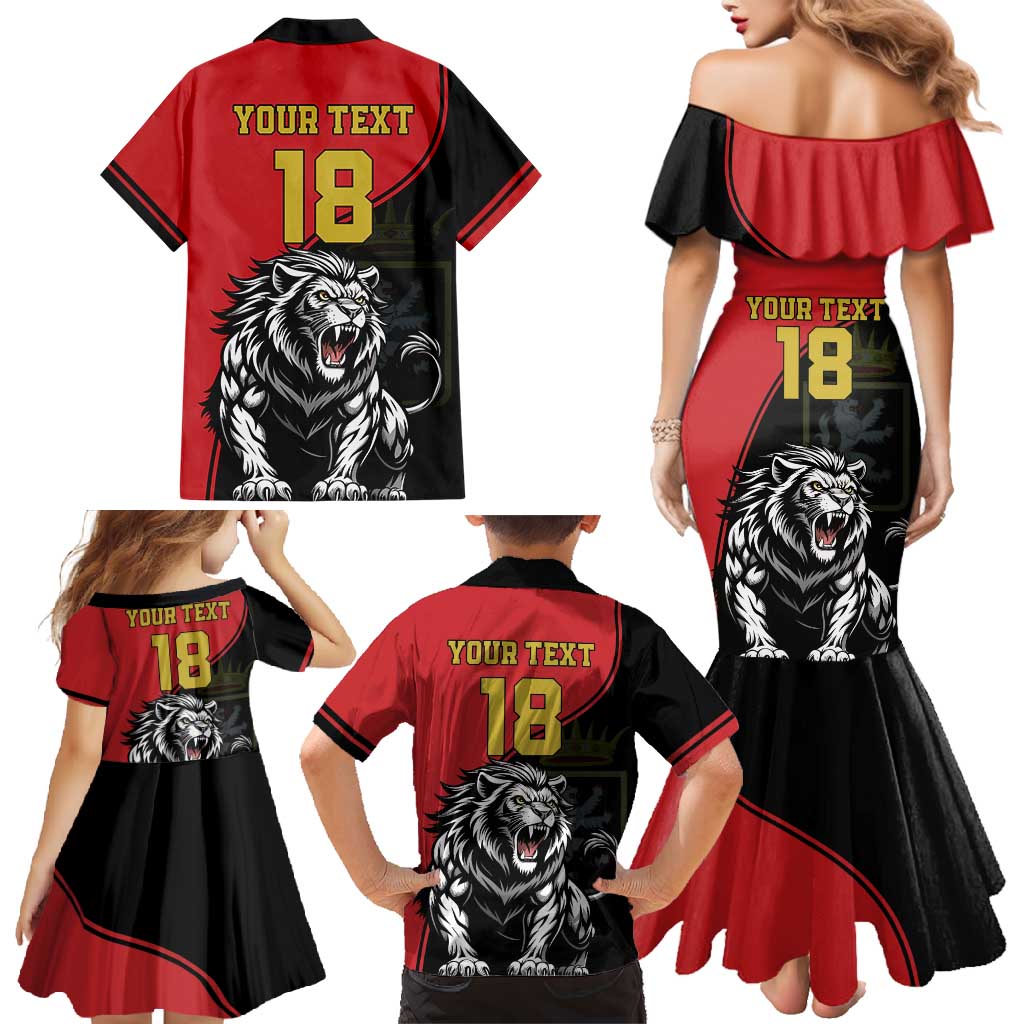 Custom Aosta Valley Family Matching Mermaid Dress and Hawaiian Shirt Lion Sporty Style - Wonder Print Shop