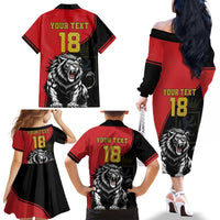 Custom Aosta Valley Family Matching Off The Shoulder Long Sleeve Dress and Hawaiian Shirt Lion Sporty Style - Wonder Print Shop