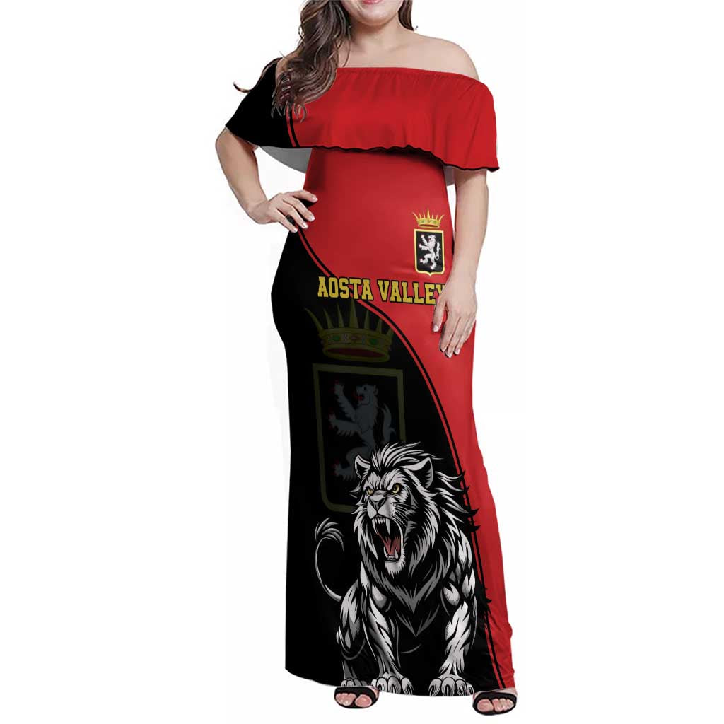 Custom Aosta Valley Family Matching Off Shoulder Maxi Dress and Hawaiian Shirt Lion Sporty Style - Wonder Print Shop