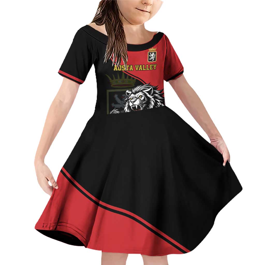 Custom Aosta Valley Family Matching Off Shoulder Short Dress and Hawaiian Shirt Lion Sporty Style - Wonder Print Shop